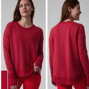 Athleta Coaster Luxe Stripe Sweatshirt Salutation Stripe Matador Red XXS